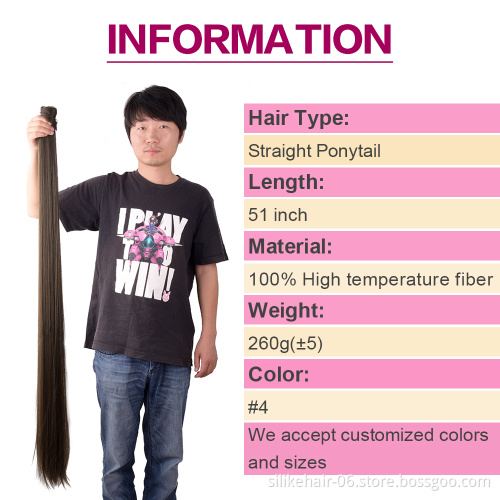 Curly Straight Pony Tail Custom-made  Long Clip In Synthetic Heat Resistant Fiber Hair Extension Wrap Around Hairpiece Ponytail